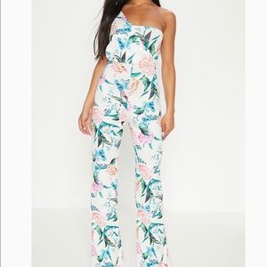 Pretty Little Thing Cream Floral Jumpsuit